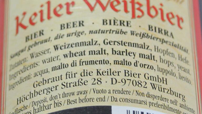 Keiler Bier GmbH hat Lohr verlassen: Etiketten-Frage erledigt - Die Keiler Bier GmbH hat jetzt ihren Unternehmenssitz in Würzburg, zu sehen auch auf den Flaschen der Biere. Keiler Bier GmbH hat Lohr verlassen: Etiketten-Frage erledigt - Die Keiler Bier GmbH hat jetzt ihren Unternehmenssitz in Würzburg, zu sehen auch auf den Flaschen der Biere.