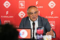 Felix Magath bei seiner Präsentation als Chef der neuen Flyeralarm-Unternehmenseinheit Globasl Soccer in der Würzburger Firmen-Zentrale.