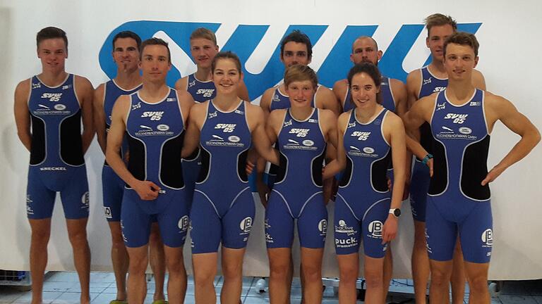 Die Triathleten des SV Würzvburg 05 starten in die Saison 2019: (von links) Jonas Kreckel, Markus Unsleber, Markus Klinder, Julian Müller, Sarah Karollus, Sebastian Reinhard, Lisa Heinrichs, Tobias May, Lara Pröschel, Carl Sommer und Leonhard Lukoschek.