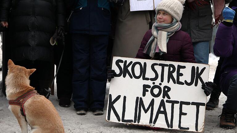 Die 16-jährige Schwedin Greta Thunberg bei einer Demonstration für mehr Klimaschutz vor dem Reichstag in Stockholm. Auf dem Plakat steht: 'Skolstrejk for Klimatet' – Schulstreik für das Klima. Die 16-jährige Schwedin Greta Thunberg bei einer Demonstration für mehr Klimaschutz vor dem Reichstag in Stockholm. Auf dem Plakat steht: 'Skolstrejk for Klimatet' – Schulstreik für das Klima.