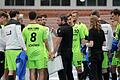 Eine seiner letzten Ansprachen an seine Mannschaft im Heimspiel gegen Bietigheim - nur ahnte Rimpars Trainer Ceven Klatt (Mitte) zu dem Zeitpunkt davon noch nichts.