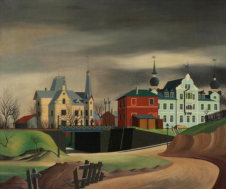 Neuanschaffung: Carl Grossberg, Unterführung in Kitzingen, 1925, Öl auf Leinwand. Neuanschaffung: Carl Grossberg, Unterführung in Kitzingen, 1925, Öl auf Leinwand.