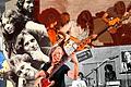 Die Teilnehmer des Potlach-Konzerts (von links nach rechts): Locko Richter (oben), Jürgen Benz (unten), Pete Winter (oben), Roman Bunka, die Elastic Rockband mit (von oben) Wolfgang Fahr, Georg Kolb, Alex Grünwald und Jan Zelinka, daneben Jürgen Benz und Roman Bunka mit Band im Omnibus (oben), Georg Kolb, Atzen Wehmeyer (oben) und Blues Campaign.