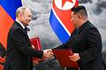 Putin in Nordkorea       -  Bei einem Staatsbesuch in Pjöngjang hatte der russische Präsident Wladimir Putin mit Machthaber Kim Jong Un das neue Partnerschaftsabkommen unterzeichnet.