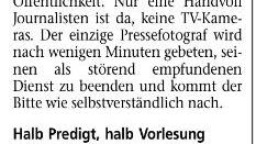 Protzbischof. Main-Post vom 23.5.16       -  Die Überschrift über diesen nachrichtlichen Zeitungsbeitrag vom 23.5.16  ist nicht angemessen. Ein Kritiker erkennt darin Boulevardjournalismus.