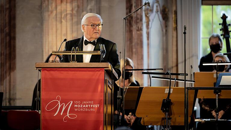 Bundespräsident Frank-Walter Steinmeier bei seiner Eröffnungsrede zum Mozartfest im Kaisersaal.