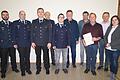 Ehrungen bei der Feuerwehr Sandberg mit (von links): Vorsitzender Dominik Gebauer, Kommandant Sebastian Friedel, René Rahm, Helmut Köth, Pascal Walter, Lothar Arnold Gerhard Friedel, Ludwig Bühner, stellvertretender Bürgermeister Claus Kleinhenz und Bürgermeisterin Sonja Reubelt.