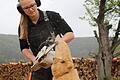 Lisa Pfeuffer aus Neustadt macht mit der Kettensäge Kunstwerke aus Holz.
