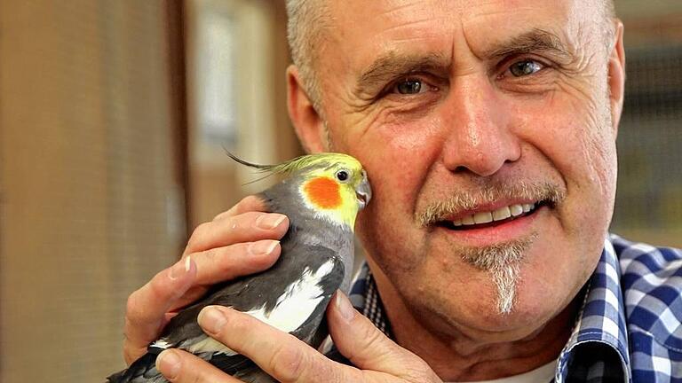 Europasieger: Otto Lutz mit seinem erfolgreichen wildfarbigen Nymphensittich. Europasieger: Otto Lutz mit seinem erfolgreichen wildfarbigen Nymphensittich.