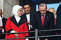 Euro 2024: Niederlande - Türkei       -  Mesut Özil (M) steht hinter Recep Tayyip Erdogan (r), Präsident der Türkei, und seiner Frau Emine Erdogan (l).