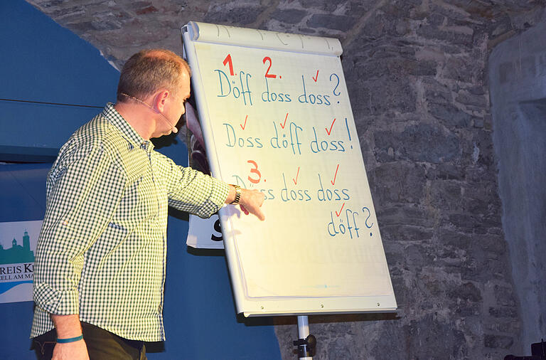 Fredi Breunig in Höchstform beim kabarettistischen Frühschoppen im Kulturkeller Zell.