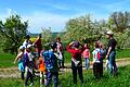 Birkenfelder Jugendliche beim Erkunden der blühenden Streuobstwiese. Der OGV Birkenfeld erreichte den ersten Platz im Wettbewerb 'Streuobst Vielfalt - Beiß rein'.