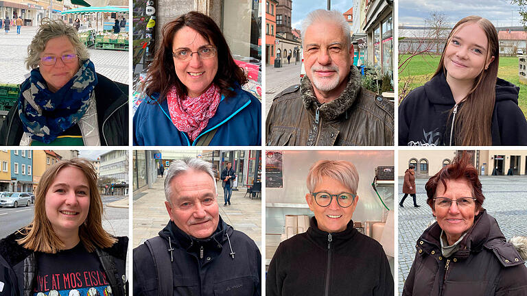 Sie sagten uns ihre Meinung zum Thema Insektenmehl in Lebensmitteln (von links oben nach rechts unten): Birgit Geyer, Tanja Model, Joachim Schöne, Annika Schmitt, Jule Halbig, Wolfgang Rausch, Ruth Meier und Renate Moreth.