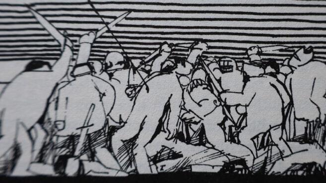 Zerstörung der Burg in der Zeit der Bauernkriege. Das Bild aus dem Buch 'Sagen aus Mainfranken' von Karl Treutwein zeigt den Aurer- Bauernhaufen in seinen Gefechten. Zerstörung der Burg in der Zeit der Bauernkriege. Das Bild aus dem Buch 'Sagen aus Mainfranken' von Karl Treutwein zeigt den Aurer- Bauernhaufen in seinen Gefechten.