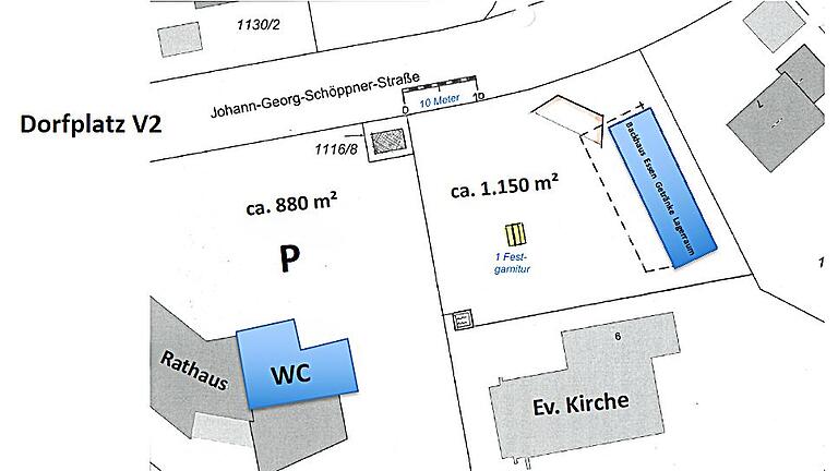 Grundstück hinter der evangelischen Kirche - Überraschend wurde jetzt das Grundstück hinter der evangelischen Kirche in Bad Bocklet als Standort-Alternative (Variante 2) für den Dorfplatz vorgeschlagen. Grundstück hinter der evangelischen Kirche - Überraschend wurde jetzt das Grundstück hinter der evangelischen Kirche in Bad Bocklet als Standort-Alternative (Variante 2) für den Dorfplatz vorgeschlagen.