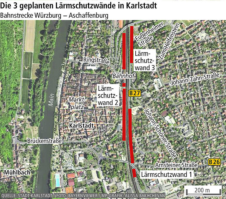 Geplante Lärmschutzwände entlang der Bahnstrecke in Karlstadt: Wann mit dem Bau begonnen wird Geplante Lärmschutzwände entlang der Bahnstrecke in Karlstadt: Wann mit dem Bau begonnen wird