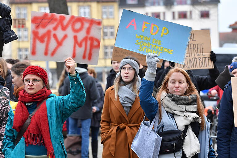 Demonstranten am Donnerstag in Erfurt.