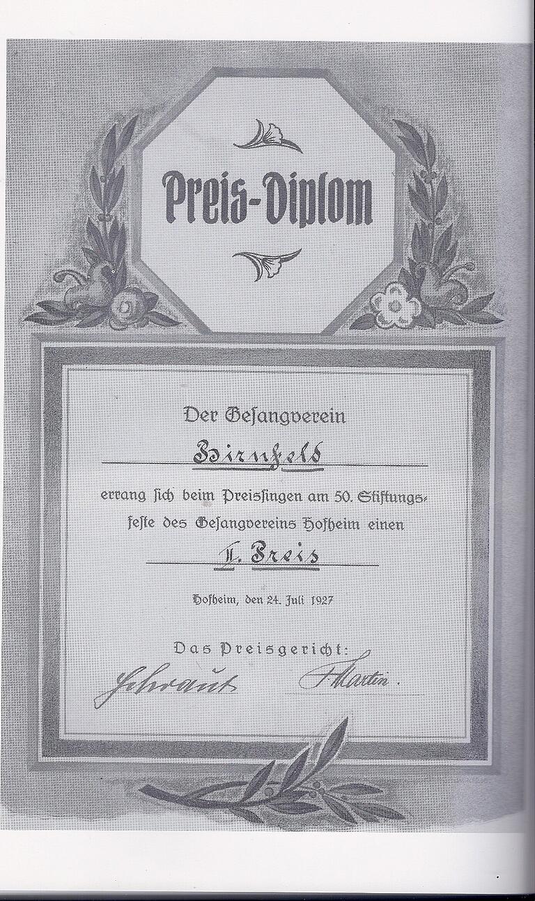 Kündet von erfolgreichen Zeiten: das Siegerdiplom über den Preisgewinn 1927. Kündet von erfolgreichen Zeiten: das Siegerdiplom über den Preisgewinn 1927.