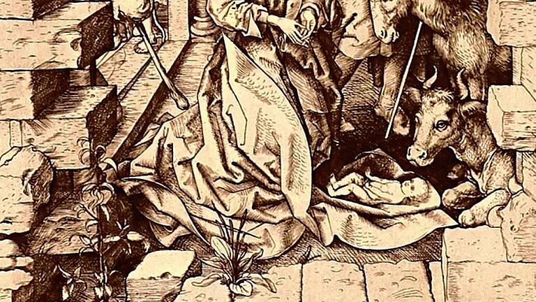 Einer der Höhepunkte der Ausstellung &bdquo;Botschaft im Bild. Bibelillustrationen aus sechs Jahrhunderten&ldquo;ist Martin Schongauers &bdquo;Die (große) Geburt Christi&ldquo; (Anfang 1470er Jahre), eine Heliogravur von Charles Amand-Durand (1831-1905) nach einem Kupferstich Schongauers aus der Sammlung Emmerling.