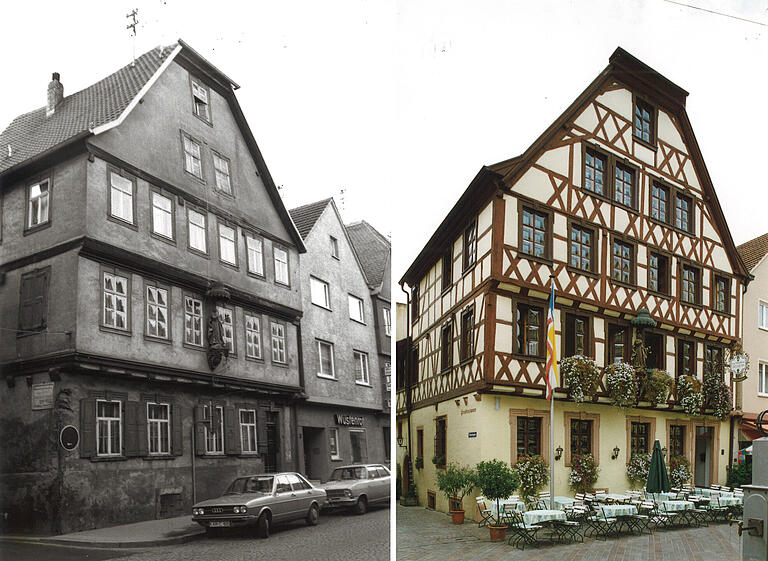 Die Gastwirtschaft 'Zum Fehmelbauer' in der Hauptstraße vor und nach der Sanierung. Die Gastwirtschaft 'Zum Fehmelbauer' in der Hauptstraße vor und nach der Sanierung. 