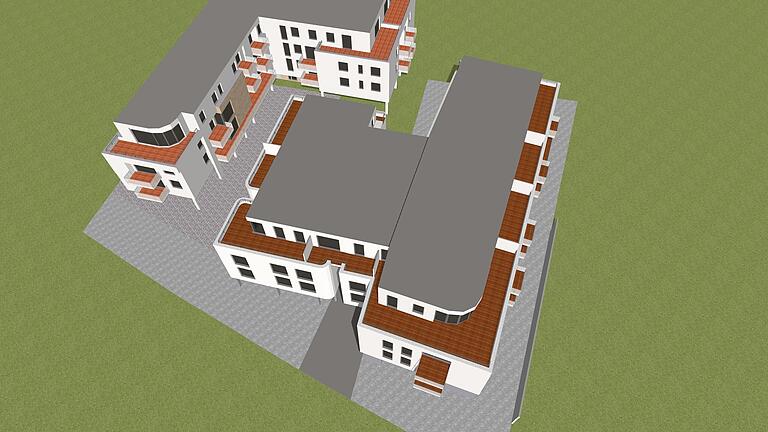 Für das Seniorenzentrum am Wiesenweg in Randersacker (rechts) ist bereits ein Erweiterungsbau (links) geplant, der 27 weitere Eigentumswohnungen für Seniorenwohnen auf den Markt bringt.