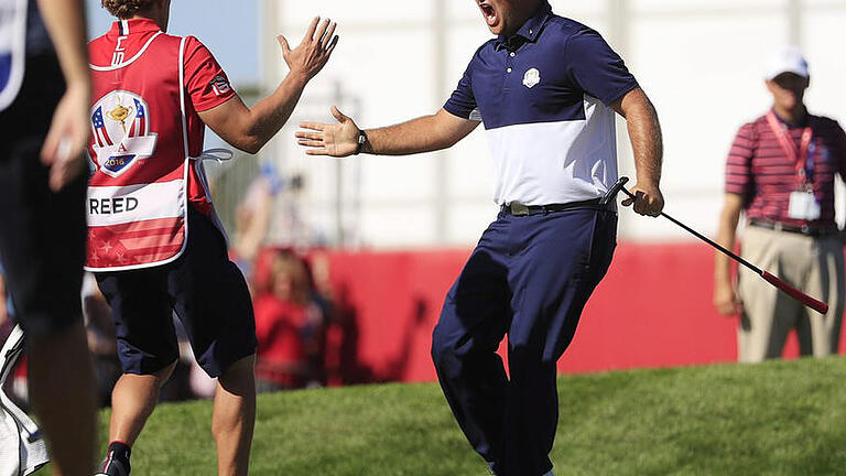 Überragend       -  Auch Patrick Reed konnte sein Einzel gegen Rory McIlroy gewinnen. Foto: Tannen Maury
