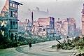 Die Domstraße nach dem 16. März 1945, festgehalten von Carl Lamb. Im Hintergrund ist die ebenfalls schwerbeschädigte Festung zu sehen.&nbsp;