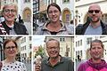 Straßenumfrage in Kitzingen (von links oben nach rechts unten): Andrea Schöberl, Tina Saugel, Christian Schneider, Eva Köpf, Peter Schlesinger und Melanie Stühler.