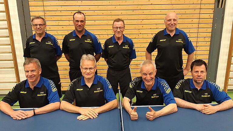 Waldbrunn steigt zum zweiten Mal in Folge auf - Die Tischtennis-Mannschaft des TTC Waldbrunn wurde beim zweiten Aufstieg in Folge mit 30:2 Punkten und 141:36 Spielen Meister der Bezirksklasse B Gruppe 1 West. Am Erfolg waren beteiligt (hinten von links) Gerhard Wander, Manuel Bleimann, Joachim Stumpf, Peter Frei, (vorne von links), Christof Kerwer, Bernd Endres, Joachim Endres und Andreas Danch. (pm) Waldbrunn steigt zum zweiten Mal in Folge auf - Die Tischtennis-Mannschaft des TTC Waldbrunn wurde beim zweiten Aufstieg in Folge mit 30:2 Punkten und 141:36 Spielen Meister der Bezirksklasse B Gruppe 1 West. Am Erfolg waren beteiligt (hinten von links) Gerhard Wander, Manuel Bleimann, Joachim Stumpf, Peter Frei, (vorne von links), Christof Kerwer, Bernd Endres, Joachim Endres und Andreas Danch. (pm)