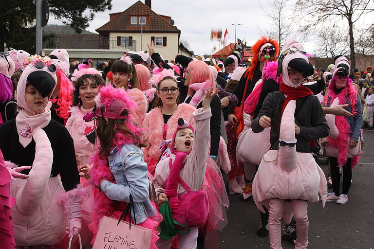 Flamingo der Karlstadter Feuerwehr war die größte Fußgruppe.