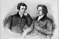 Das Bild von Wilhelm und Jacob Grimm, auf einer Bank sitzend, entstand 1829 und stammt ursprünglich vom Maler Ludwig Emil Grimm (1790 - 1863), einem Bruder Wilhelms und Jacobs. Als Litographie von Franz Seraph Hanfstaengl (1804 - 1877) erfuhr es eine größere Verbreitung.  Repro: Brüder Grimm-Gesellschaft e.V.       -  Das Bild von Wilhelm und Jacob Grimm, auf einer Bank sitzend, entstand 1829 und stammt ursprünglich vom Maler Ludwig Emil Grimm (1790 - 1863), einem Bruder Wilhelms und Jacobs. Als Litographie von Franz Seraph Hanfstaengl (1804 - 1877) erfuhr es eine größere Verbreitung.  Repro: Brüder Grimm-Gesellschaft e.V.
