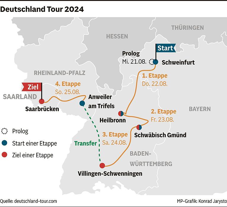 Nach dem Auftakt in Schweinfurt: Das sind die Strecke und die Favoriten bei der Deutschland Tour 2024
