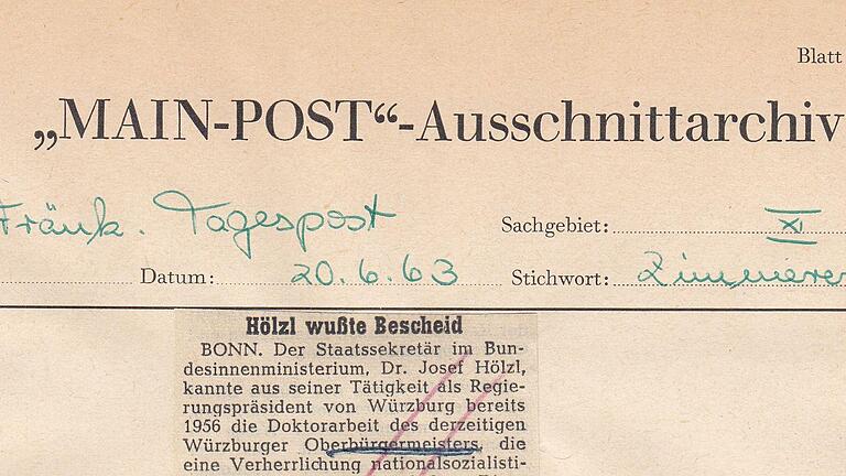 20. Juni 1963, Fränkische Tagespost: Hölzl wusste Bescheid 20. Juni 1963, Fränkische Tagespost: Hölzl wusste Bescheid
