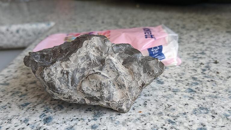 Etwa so groß wie eine Packung Papiertaschentücher ist der Stein, der vor den zwei Spaziergängerinnen auf dem Wanderweg aufschlug. Etwa so groß wie eine Packung Papiertaschentücher ist der Stein, der vor den zwei Spaziergängerinnen auf dem Wanderweg aufschlug.
