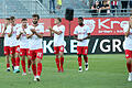 Enttäuschte Gesichter: Die Spieler der Würzburger Kickers nach dem 1:1 gegen die SpVgg Hankofen-Hailing.